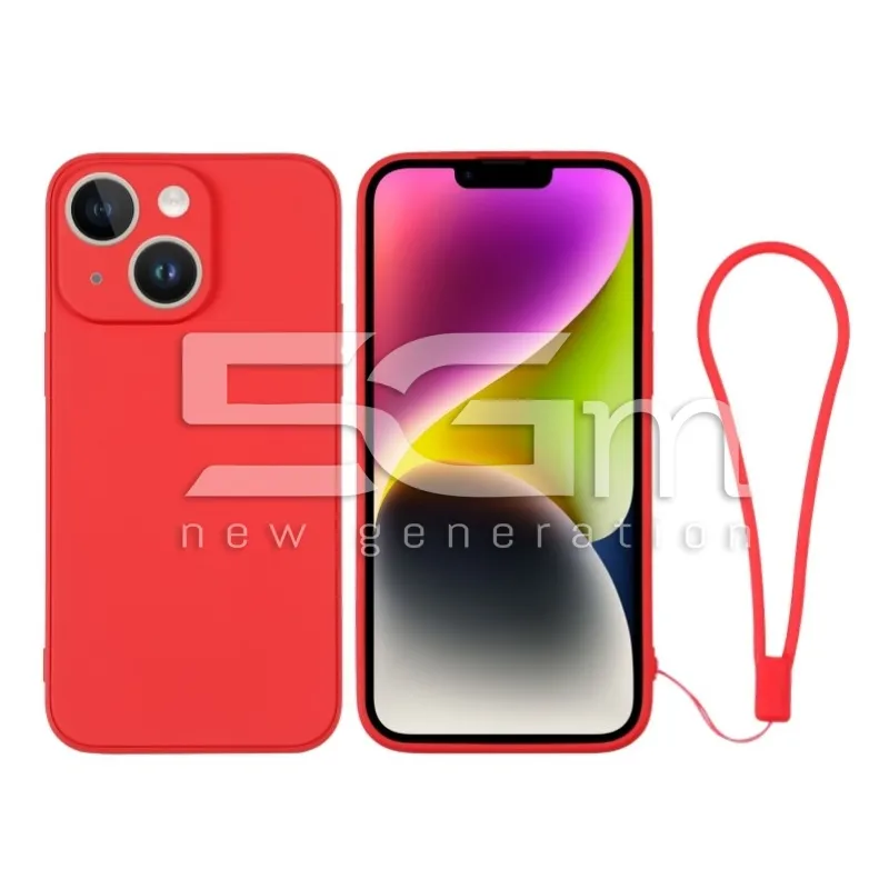 Custodia in Silicone Rossa + Cinturino Da Polso iPhone 14 Plus | Store Online 5G-M