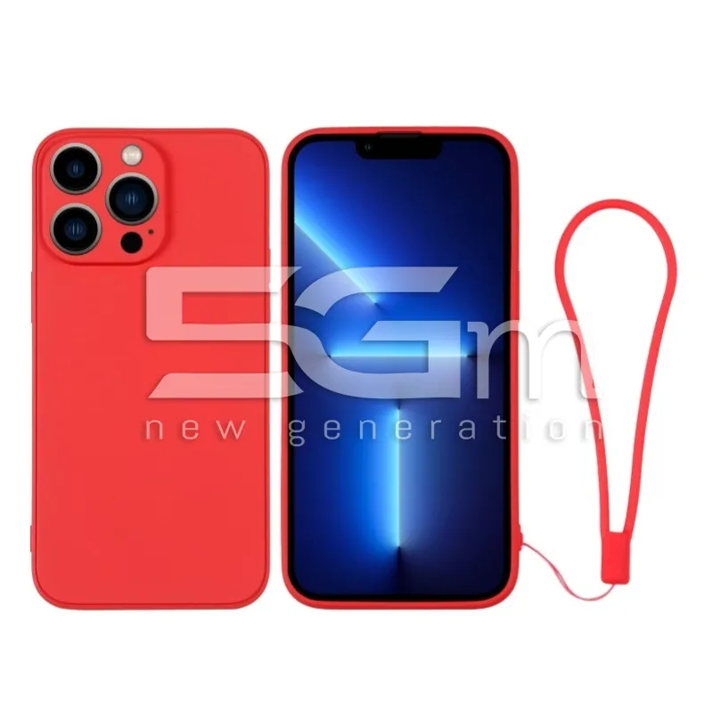 Coque Silicone Rouge + Dragonne pour iPhone 13 Pro | 5G-M.com