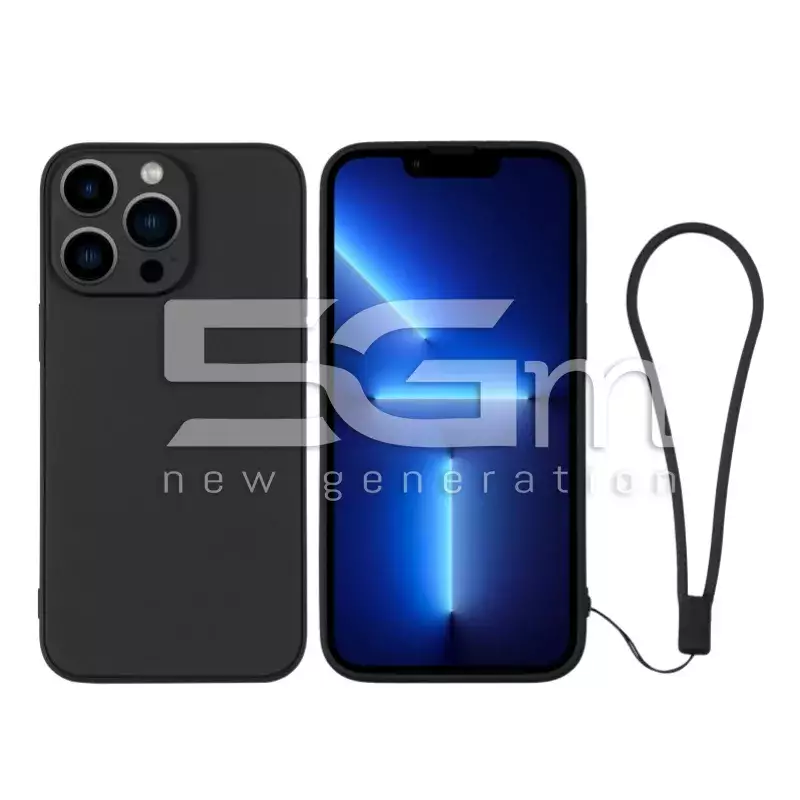 Silicone Case Black + Wrist Strap iPhone 13 Pro