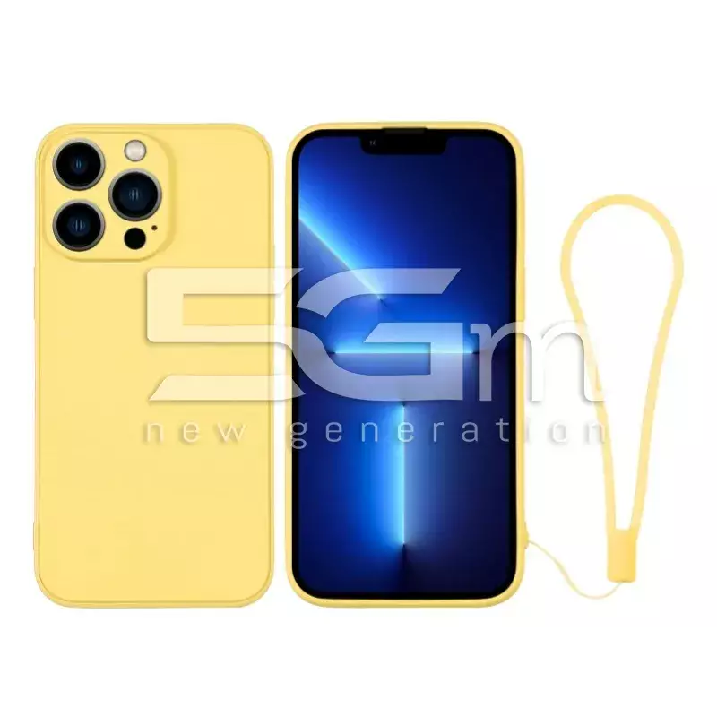 Silicone Case Yellow + Wrist Strap iPhone 13 Pro