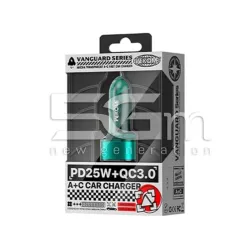 WP-C45 Car Charger Fast USB + Type-C (Green)