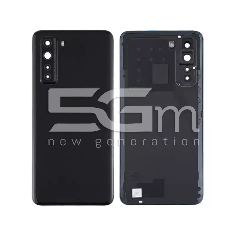 Retro Cover Nero + Vetrino Camera Huawei P40 Lite 5G No Logo