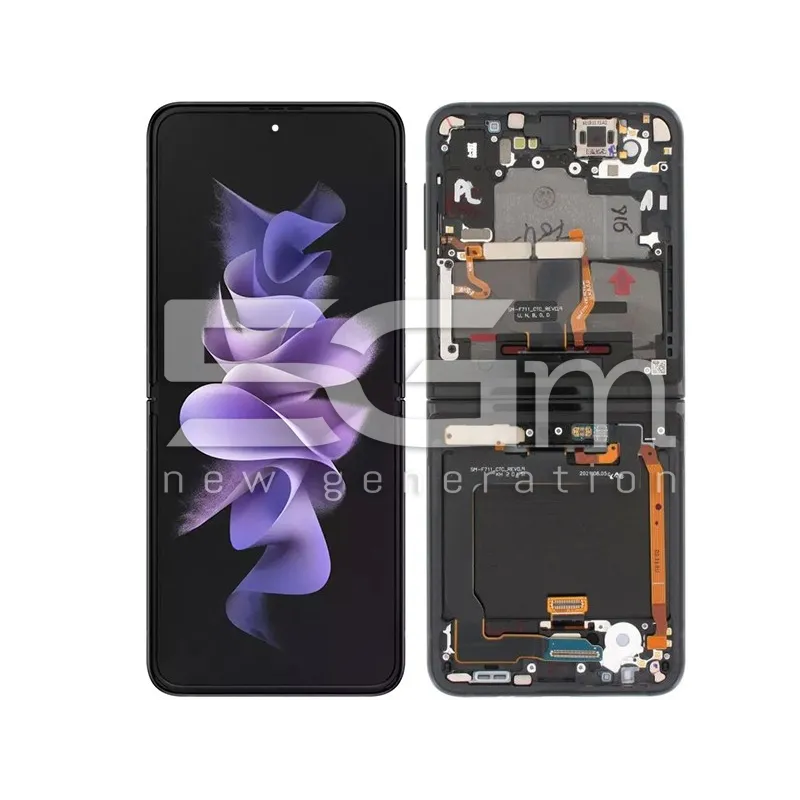 Écran Tactile + Châssis Noir Samsung SM-F711 Z Flip 3 5G Ori | 5G-M