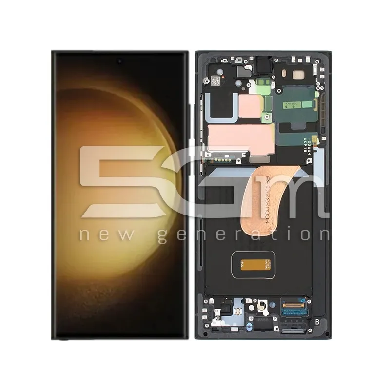 Érintőkijelző + Keret Grafit-Piros Samsung S23 Ultra Ori | 5G-M.com