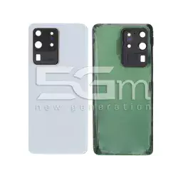 Rear Cover White + Camera Lens Samsung SM-G988 S20 Ultra No Logo