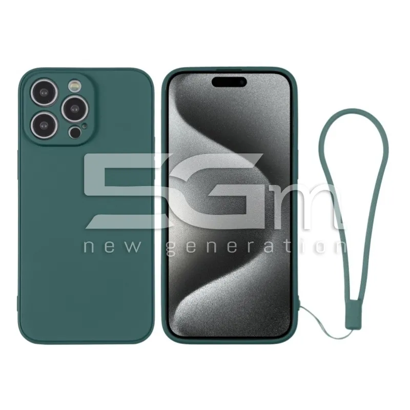 Szilikon Tok Zöld + Csuklópánt iPhone 15 Pro Max | 5G-M