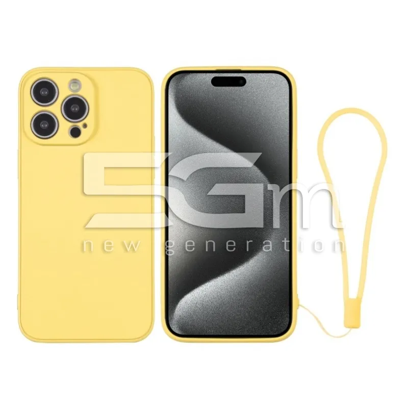 Custodia in Silicone Gialla + Cinturino Da Polso iPhone 15 Pro | Store Online 5G-M