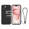 Silicone Case Black + Wrist Strap iPhone 15