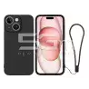 Silicone Case Black + Wrist Strap iPhone 15