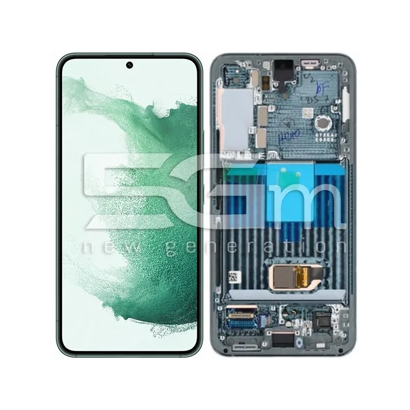 Kijelző + Keret Fantomzöld Samsung SM-S901 S22 Ori | 5G-M