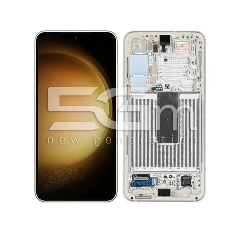 Écran Tactile + Châssis Crème Samsung SM-S911 S23 Ori | 5G-M