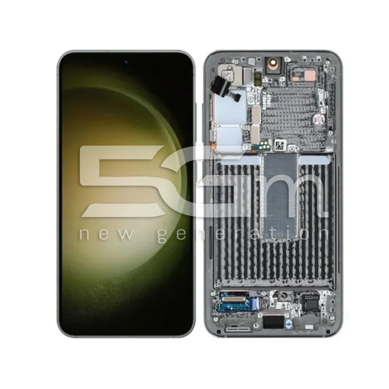 Érintőkijelző + Keret Zöld Samsung SM-S911 S23 Ori | 5G-M.com