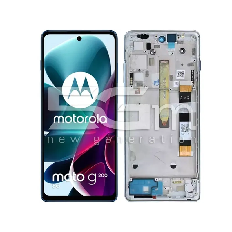 Érintőkijelző + Keret Gleccser Zöld Moto G200 Ori | 5G-M.com