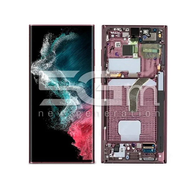 Display Touch + Frame Burgundy Samsung SM-S908 S22 Ultra Ori | Store Online 5G-M