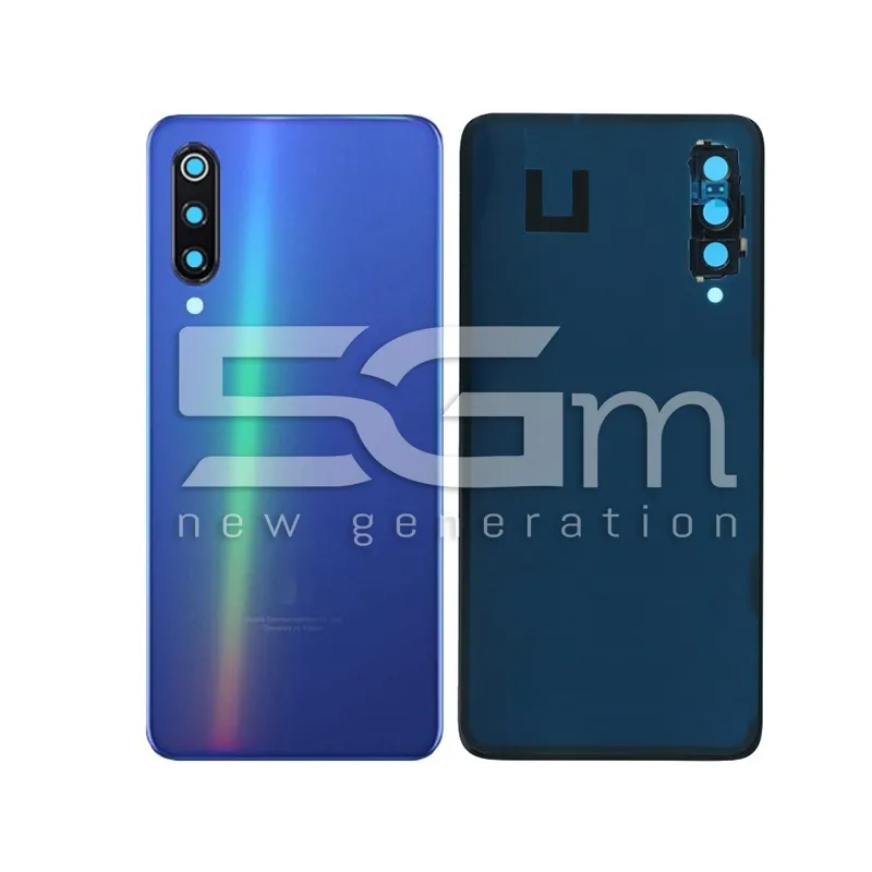 Retro Cover Blu + Vetrino Camera Xiaomi Mi 9 No Logo | Store Online 5G-M