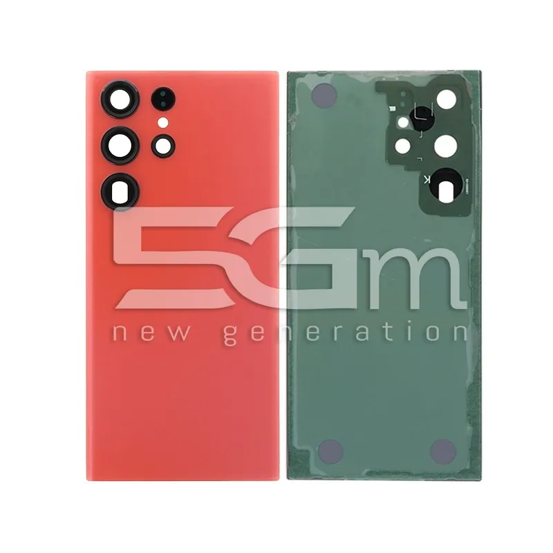 Retro Cover Red + Vetrino Camera Samsung SM-S918 S23 Ultra No Logo | Store Online 5G-M