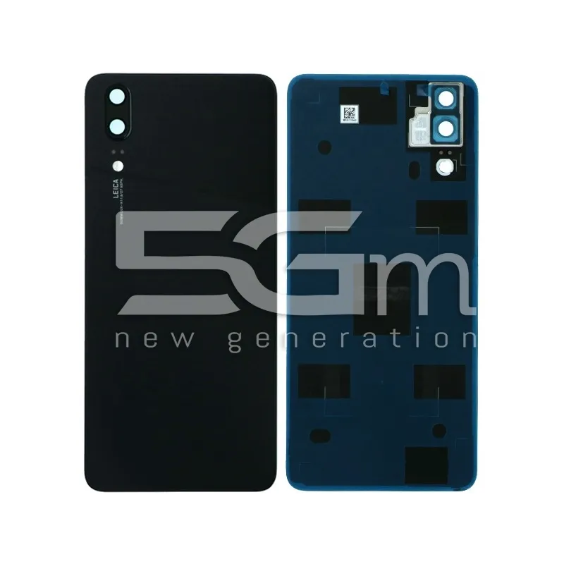 Cache Arrière Noir + Verre Caméra Huawei P20 Sans Logo | 5G-M.com
