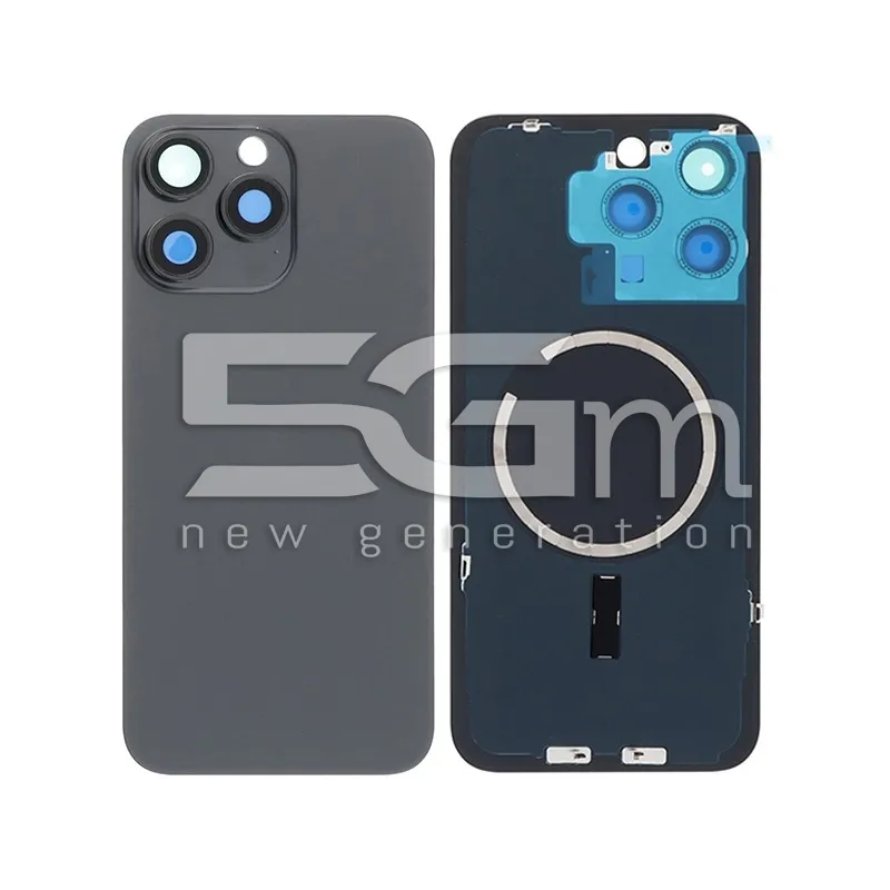 Retro Cover Black Titanium + Magnetism Ring + Vetrino Camera iPhone 15 Pro Max | Store Online 5G-M