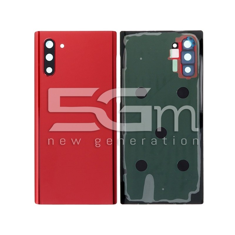 Retro Cover Aura Red + Vetrino Camera Samsung SM-N970 Note 10 No Logo