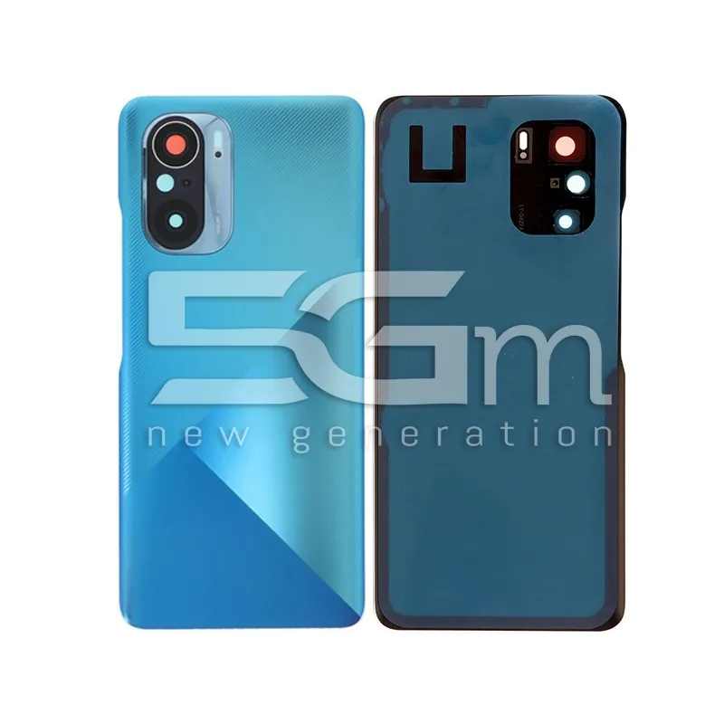 Retro Cover Blu + Vetrino Camera Xiaomi Pocophone F3 5G No Logo | Store Online 5G-M