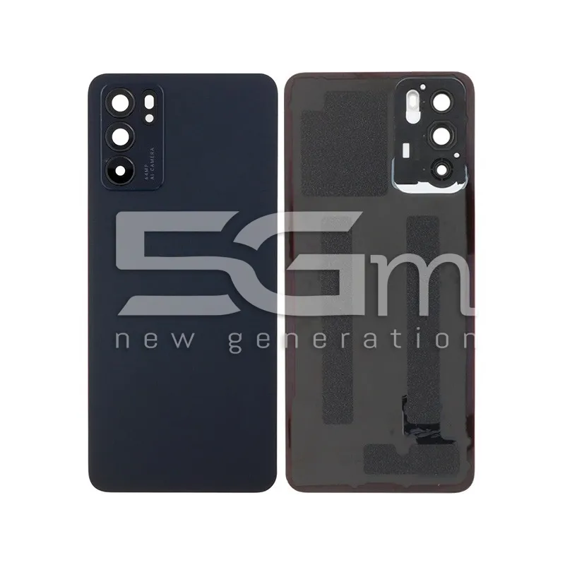 Hátlap Fekete + Kameraüveg OPPO Reno 6 5G Logó Nélkül | 5G-M.com