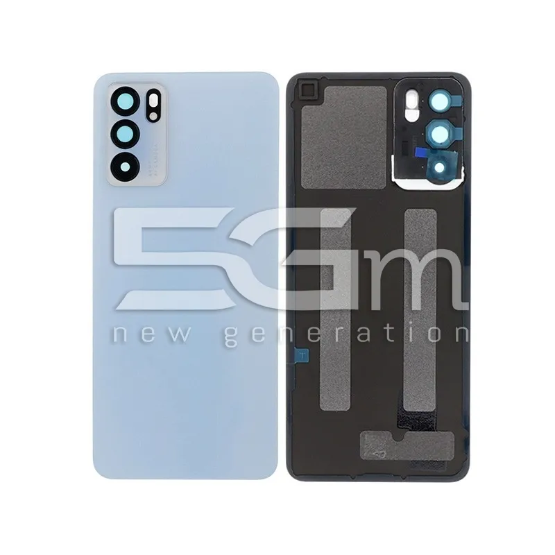 Retro Cover Arctic Blue + Vetrino Camera OPPO Reno 6 5G No Logo | Store Online 5G-M
