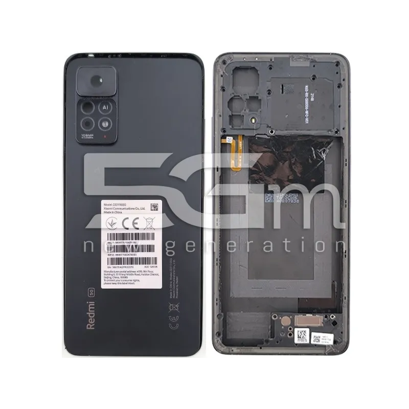 Ramă + Capac Spate + Cititor Amprentă Negru Xiaomi Redmi Note 11 Pro 5G | 5G-M