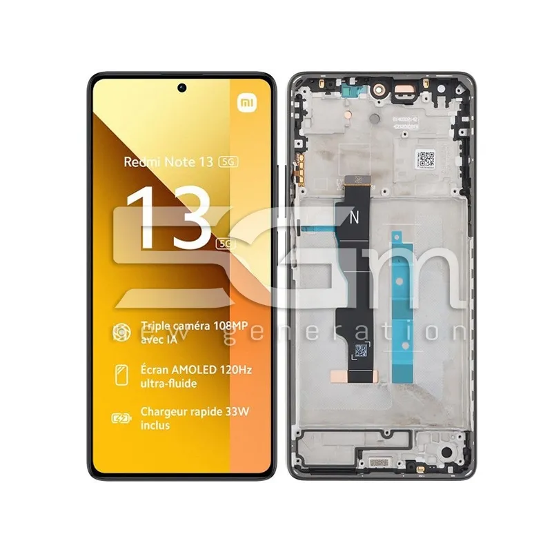 Écran Tactile + Cadre Noir Xiaomi Redmi Note 13 5G (PULLED) | 5G-M