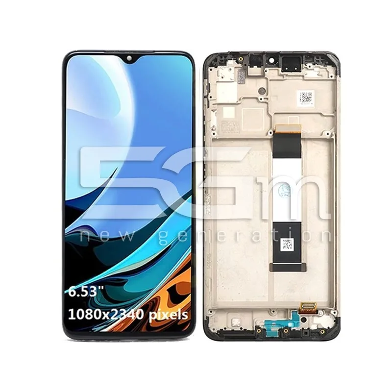 Érintőkijelző + Keret Fekete Xiaomi Poco M3 - Redmi 9T (IPS) | 5G-M Webáruház