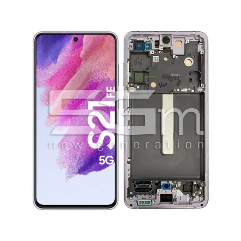 Samsung S21 FE SM-G990 Kijelző Érintőképernyő + Keret Levendula Ori | 5G-M